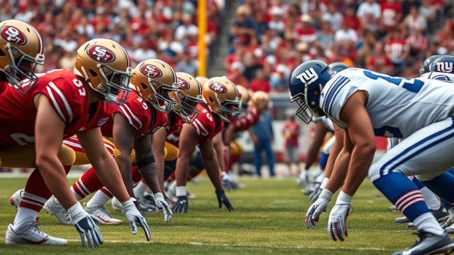 49ers vs. Giants football game scene with Ways to Watch text.