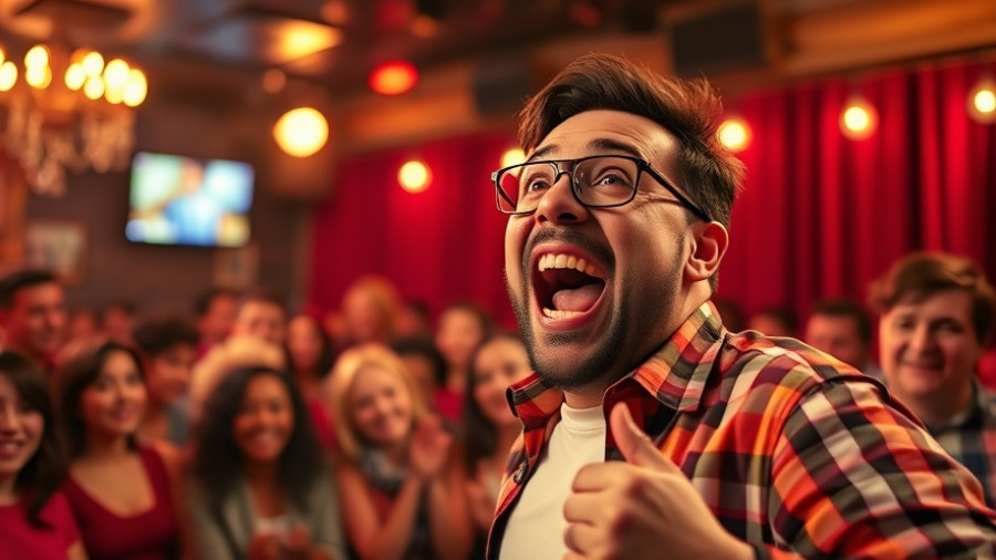 San Francisco comedian engaging audience at heckling comedy show.