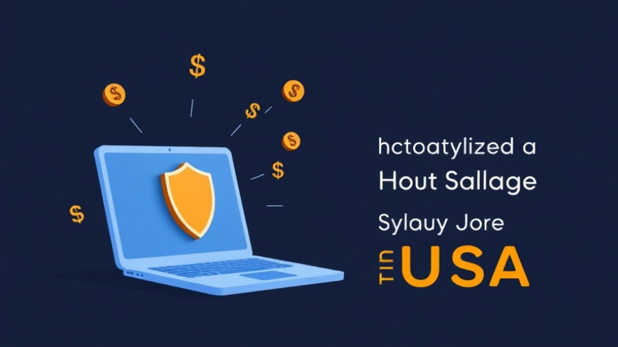 Cybersecurity job salaries in the USA graphic with laptop and shield.
