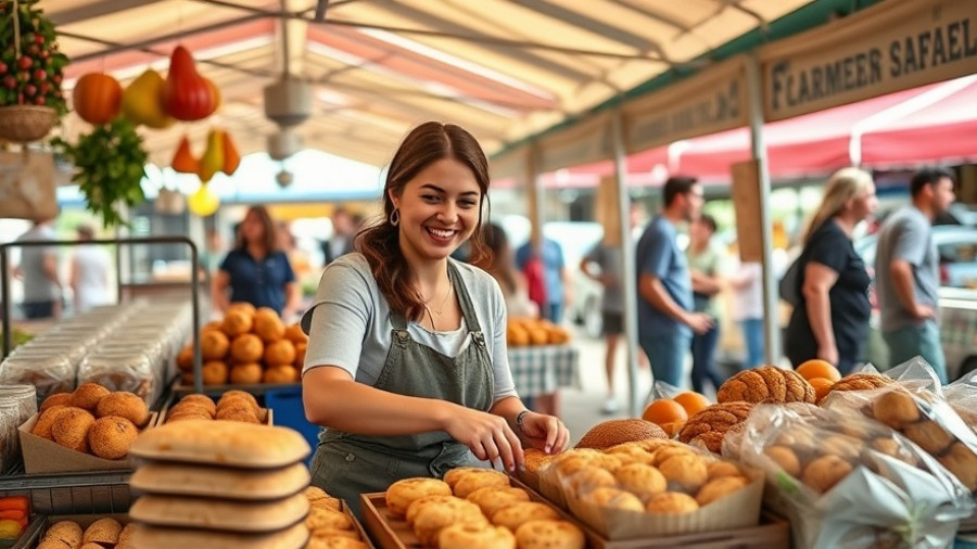 Bay Area farmers market vendor displaying baked goods