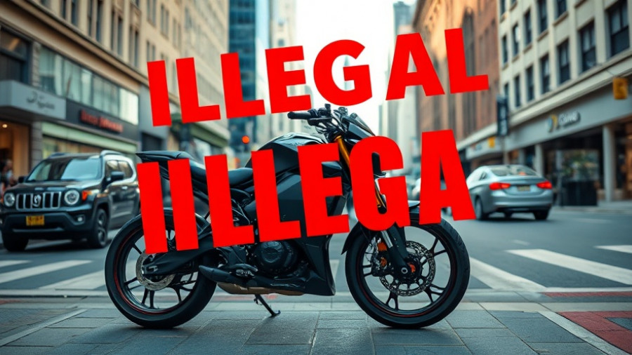 E-bike Regulations and Safety reminder with illegal parking warning.