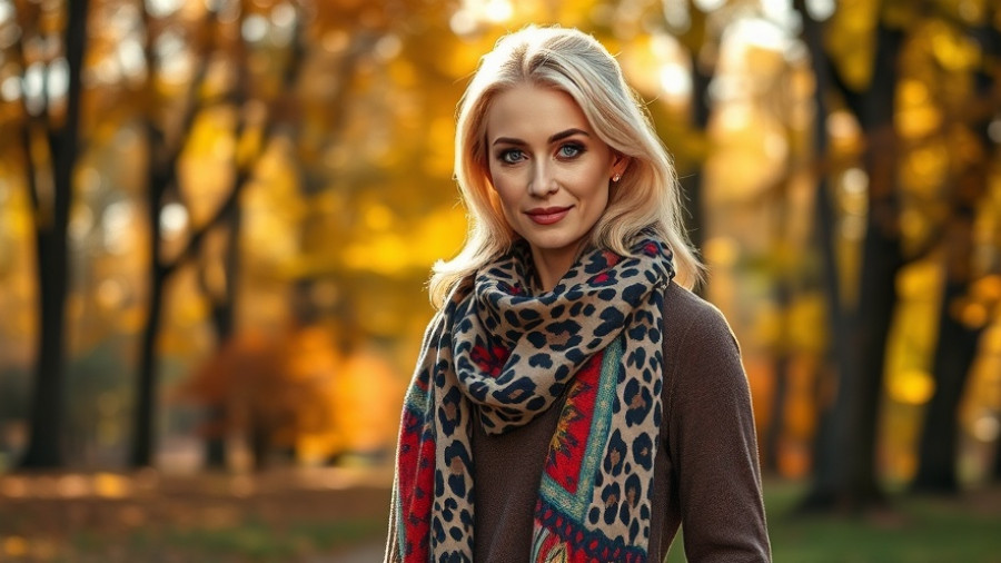 Mixing Patterns in Fashion: Stylish woman in leopard print and colorful scarf in park