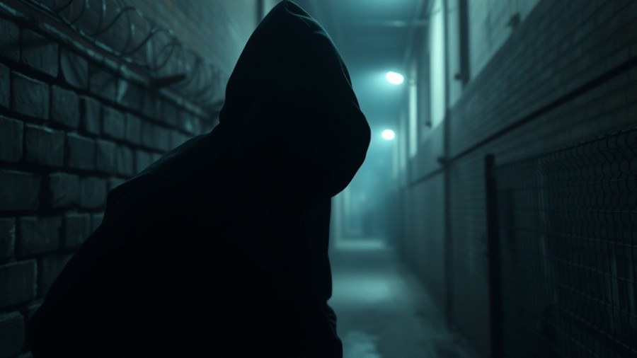 Mysterious figure in dark alley during Oakland Museum Heist