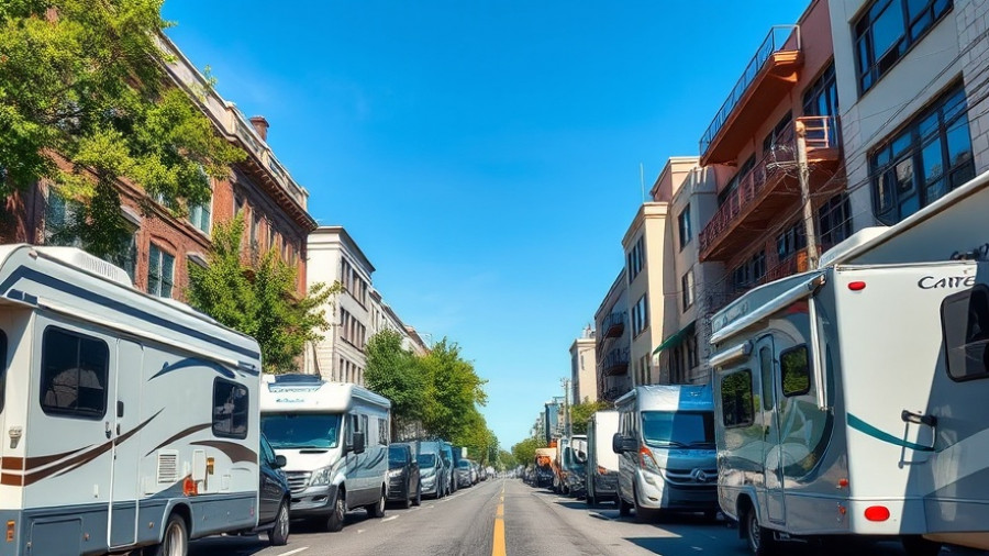 Street in San Francisco with RVs and cars, highlighting RV parking situation.
