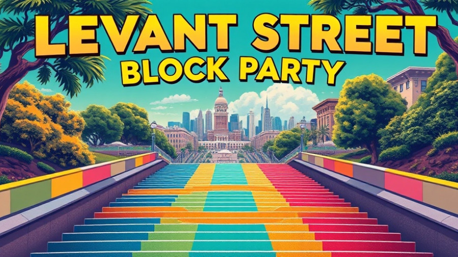 Retro poster of Levant Street Block Party 2025, colorful design.