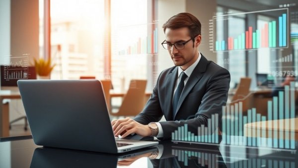 Agentic AI in finance: professional analyzing digital finance data.