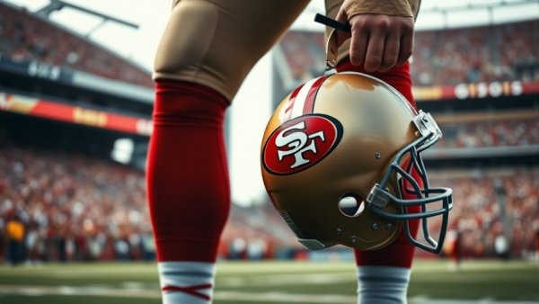 49ers roster changes: player holding 49ers helmet on field.