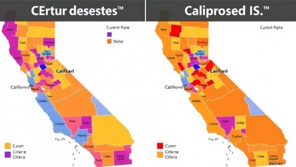 California congressional district maps comparing current vs proposed boundaries.