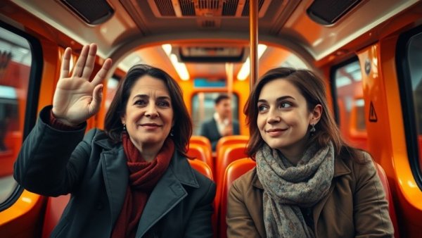Individuals inside a train waving, symbolizing San Francisco political changes.