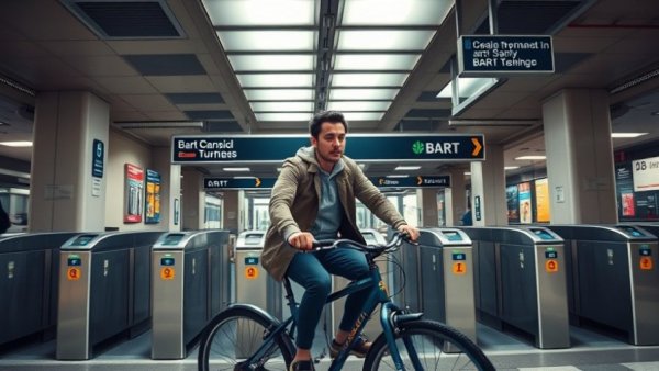 Urban commuter at Clipper 2.0 station entrance navigating turnstiles