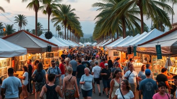Vibrant South First Fridays Art Walk bustling with people and tents.
