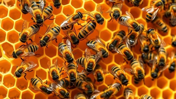 Bees on honeycomb, related to Santa Rosa zoning laws student beekeeping.