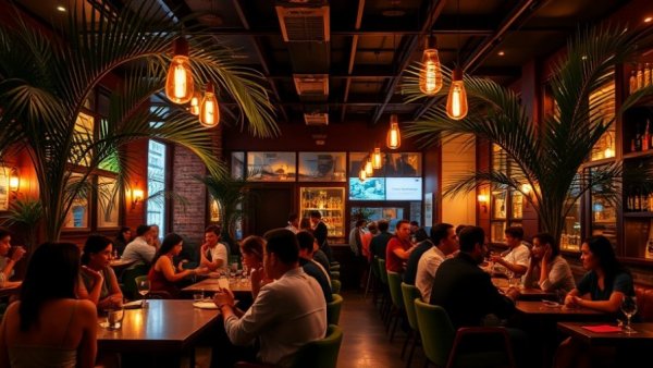 Modern lounge with patrons, ambient lighting, FirstClass: Departure DJ Nights.