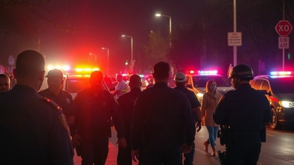 Jefferson Park raid at night with police and detained individuals during drug charges operation.