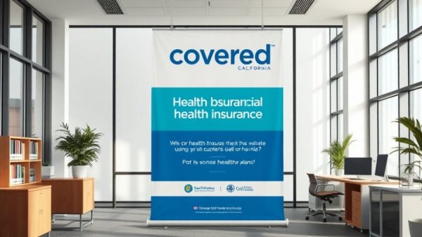 Covered California health plan banner in office promoting tax credits extension.