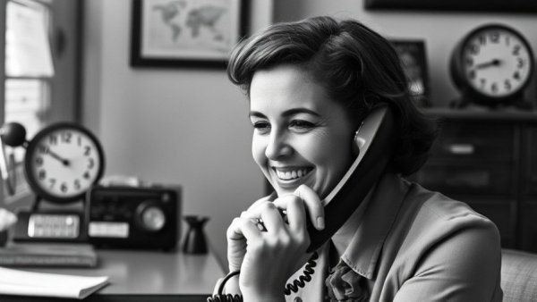 Retha Robinson engaging in community service, vintage office.