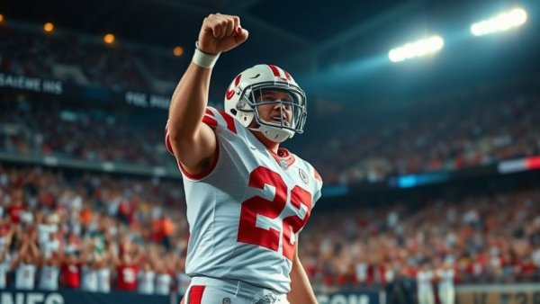 Football player celebrates return to practice with raised fist