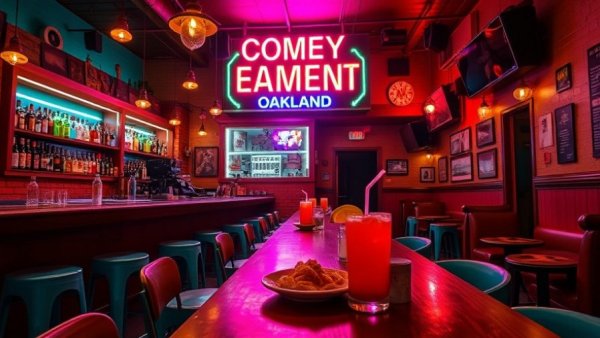 Mezcal and Mole Comedy Night Oakland at a vibrant bar.