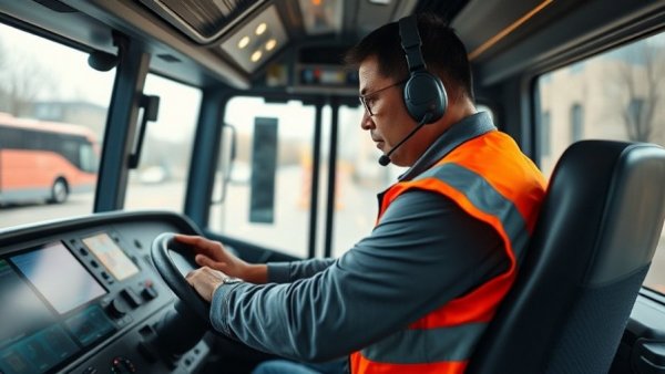 Muni bus driver ensuring transit safety in San Francisco