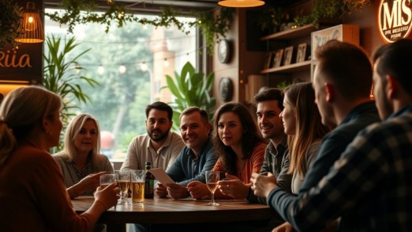 Lively trivia night at Black Hammer's in San Francisco with engaged participants.