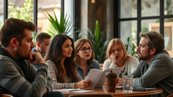 People enjoying free trivia night in San Francisco cafe setting.