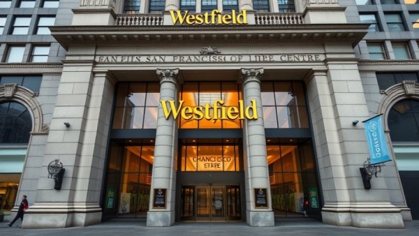 Neoclassical entrance of former Westfield Mall, San Francisco.
