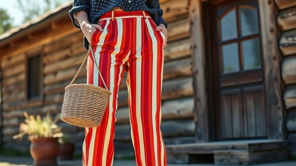 Stylish winter trouser trends with bold stripes and chic jacket.