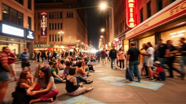 16th & Mission Open Mic San Francisco vibrant gathering with chalk art.