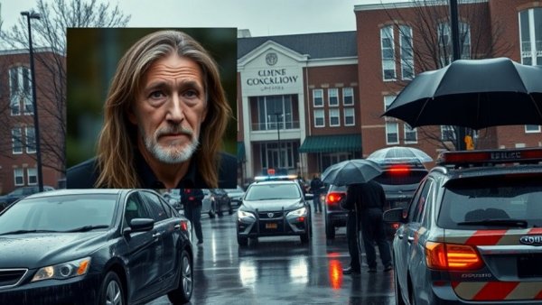 Laney College incident scene with police cars and inset of older man.