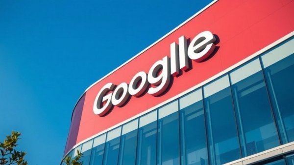 Google logo on building against blue sky in discussion of Google Gemini AI User Tracking Lawsuit.