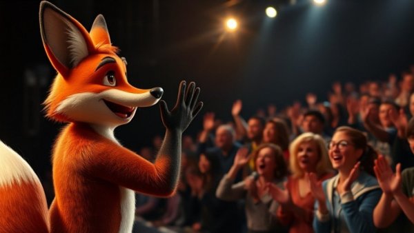 Zootopia 2 Premiere celebration on stage with animated character and crowd.