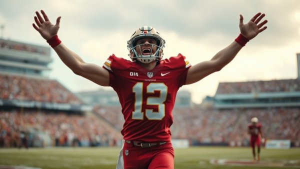 49ers victory over Cardinals, player celebrating on the field.