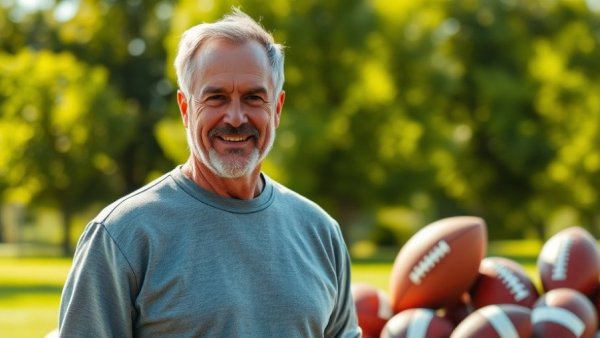 Outdoor portrait of a smiling man in a sports setting, John Beam shooting Oakland news.
