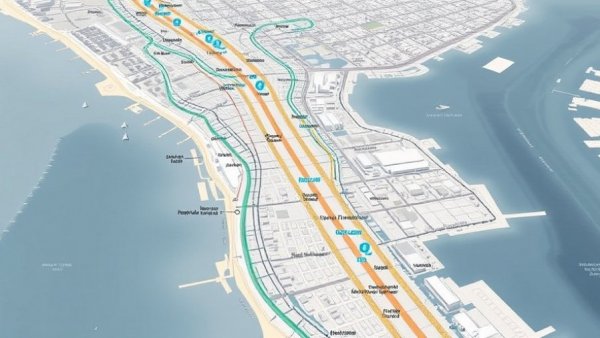 San Diego aerial map outlining automated people mover routes.