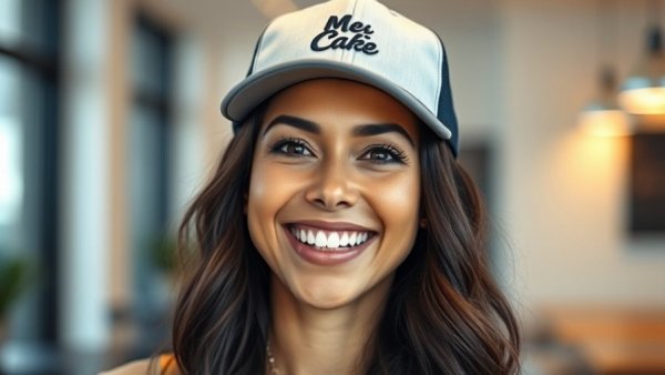 Cheerful woman in baseball cap represents Women's Professional Baseball League.