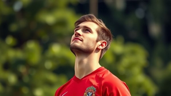 49ers injury report - football player in red jersey, blurred background.