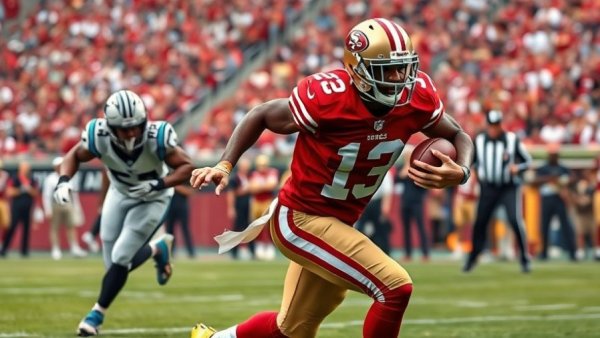49ers vs. Panthers Week 12 action with player dodge.
