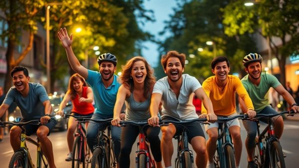 San Jose Bike Party night ride with joyful cyclists.
