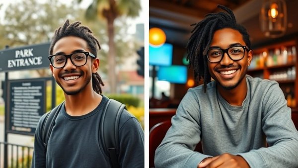 Engaging portraits of a young man outdoors and in a bar.