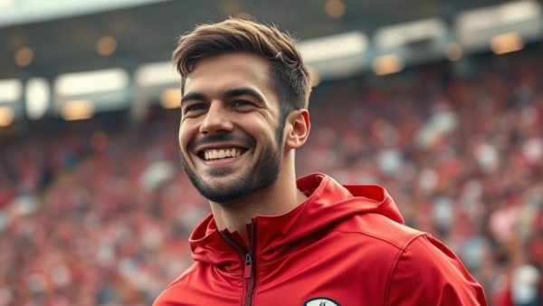 Frank Gore smiling in team jacket, Hall of Fame semifinalist candid.