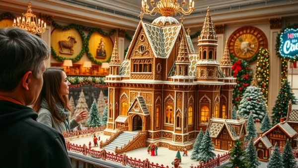 SF’s 12 ft. Tall Sugar Castle dazzling in a festive display.