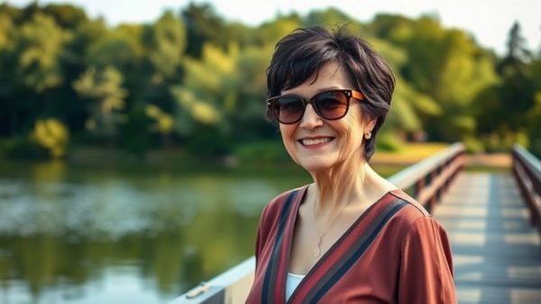 Older woman smiling outdoors, related to Stolen Phone Numbers Fraud.