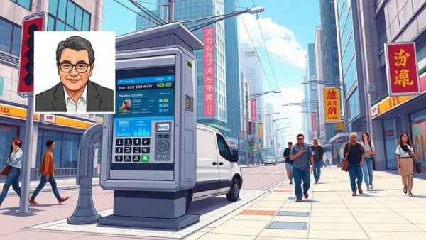 Futuristic street scene cartoon featuring car culture with class struggle elements.