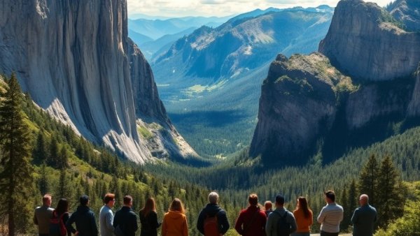 Tourists viewing granite cliffs: price increases for foreign visitors to national parks 2026.