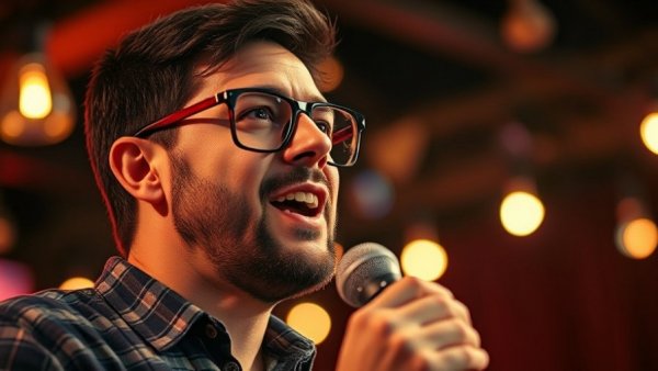 Comedian performing at Hook-Up Horror Stories Stand-Up Comedy Show.