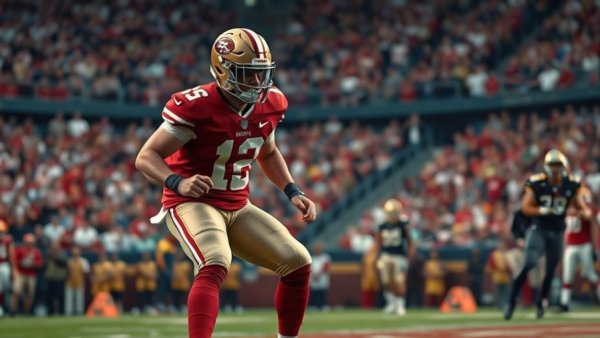 49ers player preparing to kick during a game, highlighting action for 49ers injury updates.