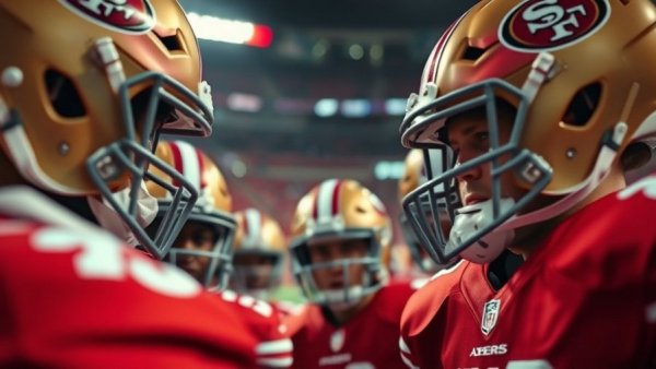 49ers vs Browns game analysis: players in a pre-game huddle.