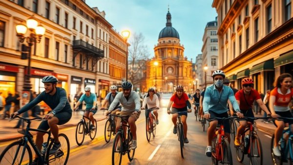 San Francisco Critical Mass nighttime bike ride in city streets.