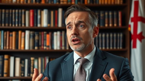 Netanyahu Pardon Request: Man speaking with bookshelf backdrop.