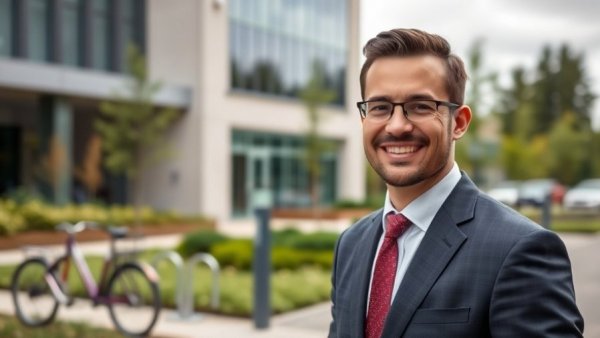 San Francisco District 4 Supervisor smiling in front of building.